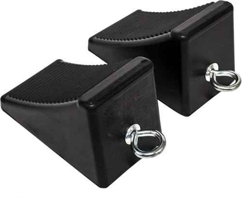MaxxHaul 50011 Heavy-Duty Rubber Wheel Chocks with Eyebolt, Anti-Slip Design for Trailers, RVs, and Trucks (6.5" x 3.75" x 4") - 2 Pack - size: MaxxHaul 50011- 6-1/2" x 3-3/4" x 4"