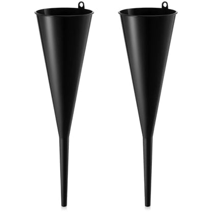 Ripeng 2 Pcs 18” Long Neck Flute Funnel 1/2" Bottom Narrows, Black Long Automotive Gas Funnel with Hanging Ring, PP Plastic, for Engine Transmission Oil Change Car Refueling Automotive Fluid Pouring