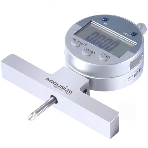 Accusize 0-22 in Digital Depth Gauge with Small-Hole Points, P103-0188 | 6 Connectable Rods, +/-0.001 in Accuracy, 0.0005 in Resolution, 4 in Base, 3/8 in Stem - size: 0-22" Digital