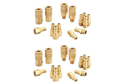 Coupler and Plug Kit (28 Piece), Automotive Type C, 1/4 Inch NPT, Solid Brass Quick Connect Air Fittings Set - size: Coupler and Plug Kit 28 Piece