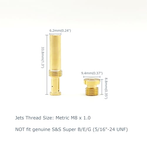 Carburetor Main Jets Intermediate Jets Kit Compatible with Aftermarket S&S Super B E G Carbs (Metric M8×1.0) - NOT for OEM S&S, 12 Main Jets, 7 Intermediate Jets, 19 Pcs