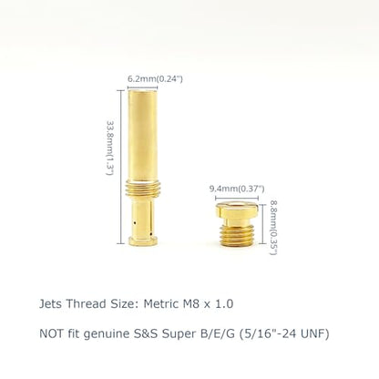 Carburetor Main Jets Intermediate Jets Kit Compatible with Aftermarket S&S Super B E G Carbs (Metric M8×1.0) - NOT for OEM S&S, 12 Main Jets, 7 Intermediate Jets, 19 Pcs