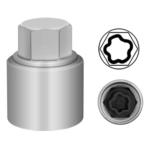 46 Wheel Locking Nut Key for BMW, Socket Adapter (OD 27mm-ID 25mm) | Wheel Lock Nut Socket Adapter, Anti-Theft Lug Nut Removal Tool, Anti-Theft Screw Remover, Repair Tool, Tyre Fitting, garage - color: Socket 046