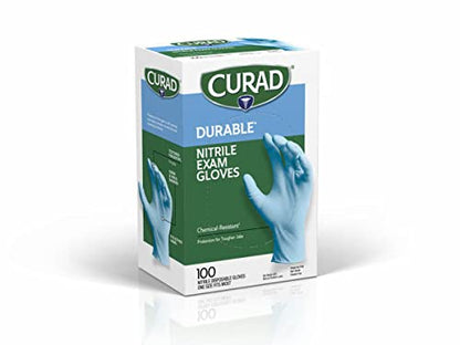 Curad Nitrile Exam Gloves, Durable, Powder Free, Chemical Resistant, One Size Fits Most, 100 Count - size: 1 Box (100 Count)