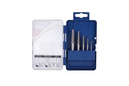 Century Drill & Tool 73415 Spiral Flute Screw Extractor Set, #1 - #5, Heat-Treated Steel, Superior Grip for Easy Extraction of Broken Screws and Bolts - size: 5-piece Spiral Flute