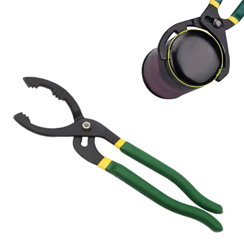 KVAEY 12" Adjustable Oil Filter Pliers, Automotive Oil Filter Removal Tools with Long Handle, Universal Oil Filter Wrench for Engine Filters in Cars and Trucks, Car Accessories (Green) - color: Green