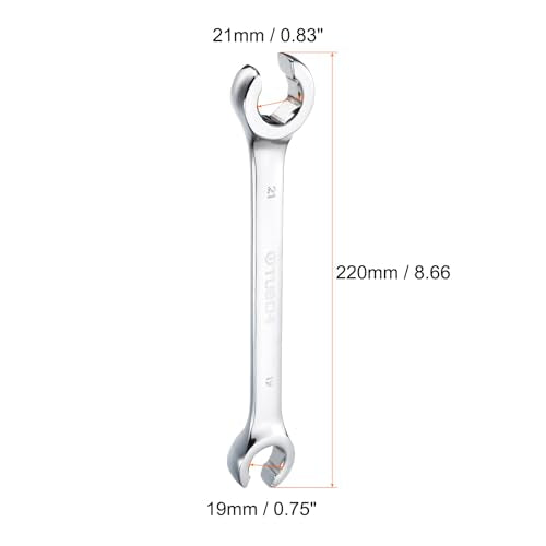 HARFINGTON Flare Nut Metric Wrench 19mm x 21mm CR-V Mirror Polished Chrome Plating Metric Wrench for DIY Hand-making Automotive Repairs and Household Maintenance - size: 19mm x 21mm