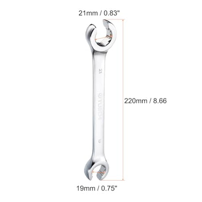 HARFINGTON Flare Nut Metric Wrench 19mm x 21mm CR-V Mirror Polished Chrome Plating Metric Wrench for DIY Hand-making Automotive Repairs and Household Maintenance - size: 19mm x 21mm