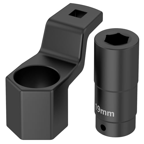 Moker 50mm Crankshaft Crank Pulley Wrench Holder for Honda and Acura Engines (with 19mm Harmonic Balancer Socket), 3 Times Momentum Power of Standard Impact Sockets, Counter-Weighted Socket Tools
