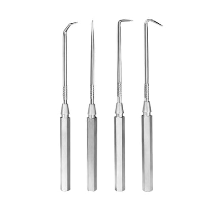 4PCS Precision Car Hook and Pick Set, Steel Leather Vehicle Pick Hook Puller Remover with Aluminum Handle, Automotive Puller Tools for O-Rings ＆ Oil Seals, Universal Fit