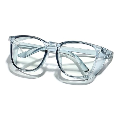 Safety Glasses Anti Fog Goggles Protective Eyewear Blue Light Blocking Anti Dust UV Protection Glasses For Men Women - color: Transparent Blue