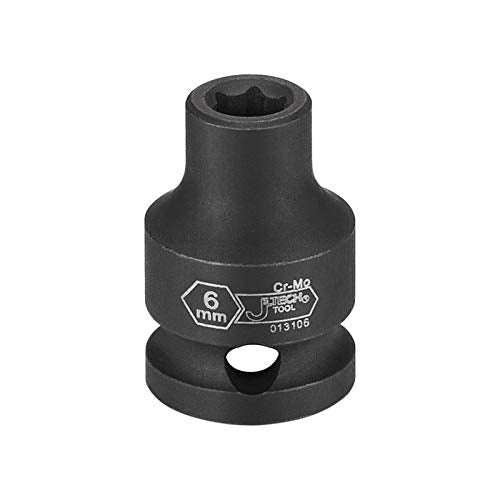 Jetech 3/8 Inch Drive 6mm Standard Impact Socket, Made with Chrome Molybdenum Alloy Steel, Heat Treated, 6-Point Design, Metric - size: 6mm