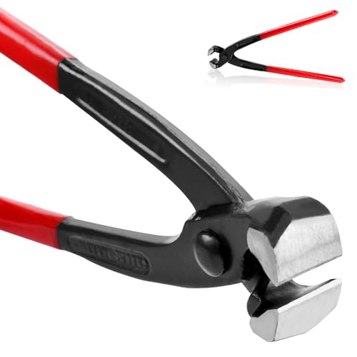 Ear Clamp Pliers Hose Clamp Crimping Tool for Hose Fuel Lines | Single-Ear, Double-Ear, Stepless Support; Slim Head for Tight Engine Bays; Cast Iron Build; PVC-Dipped Handles