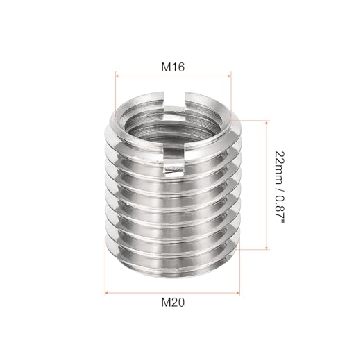 uxcell 10Pcs Threaded Inserts, M16-2x22 & M20-2.5x22 Stainless Steel 303 Screw Thread Sleeves Thread Repair Insert for Mechanical Equipment - size: M16-2x22 & M20-2.5x22mm