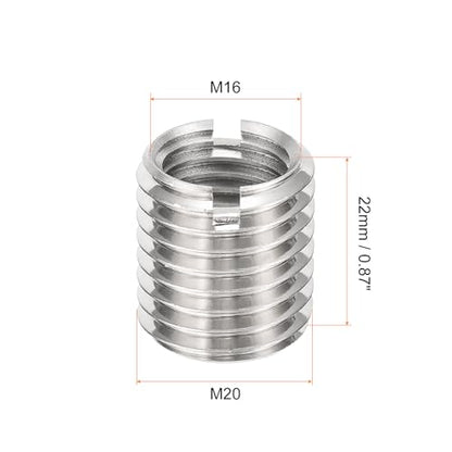uxcell 10Pcs Threaded Inserts, M16-2x22 & M20-2.5x22 Stainless Steel 303 Screw Thread Sleeves Thread Repair Insert for Mechanical Equipment - size: M16-2x22 & M20-2.5x22mm