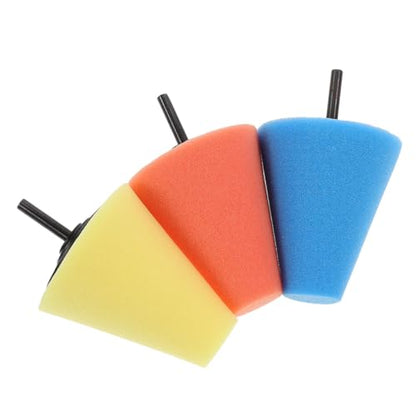 LIFKOME 3pcs Car Wheel Polishing Sponge Cone Pads Set Car Wheel Polishing Sponge Cone Pads Set for Hub Detailing and Surface Refinishing