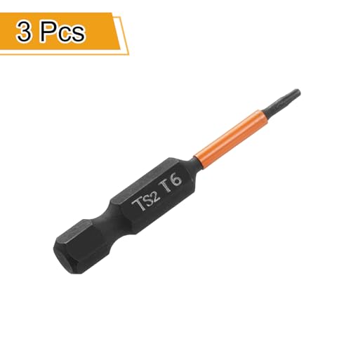 HARFINGTON 3pcs T6 Torx Head Screwdriver Bit 2" (50mm) Long 1/4" Hex Shank Magnetic No Hole Tamper Proof 6 Point Star Screw Driver Drill Bits Phosphate S2 Steel Industrial Power Tools - size: T6 x 50mm