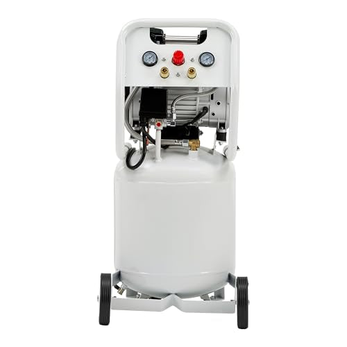 Albott 10 Gallon Electric Air Compressor, 1.8 HP Vertical Wheeled Tank | Oil-Free Air Compressor with Copper Motor 115 PSI Max Pneumatic Tool Tire Inflation Use - style: 10 Gal