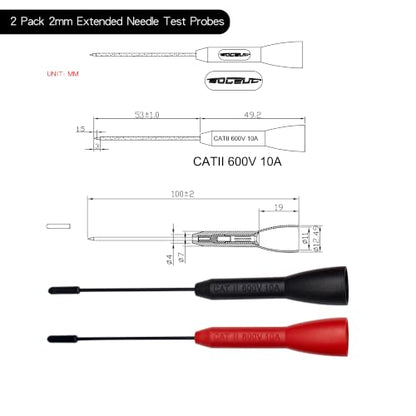 Multimeter Needle Probe Pins, Extendable Needle Probe Set Non-Destructive Piercing Needle Probe Tip Adapter for 2mm Test Probes - size: 2 PCS