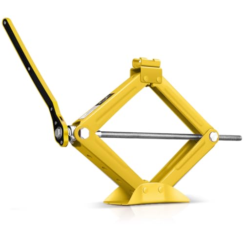 Auto Dynasty Scissor Jack, 1.5 Ton (3306 LBS) Portable Car Lift Jack, Quick Lift Car Tire Changing Kit with Extended Ratchet Wrench for SUV MPV Auto, Yellow - color: Yellow, size: 1.5T