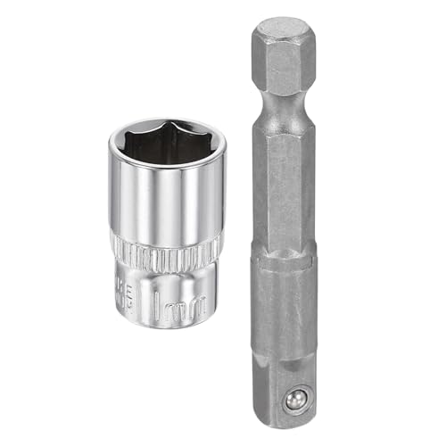 HARFINGTON Deep 6-Point Impact Socket 1/4" Drive 11mm Metric Socket 25mm (1") Long with 1/4" Hex Shank Adapter, CR-V Steel Socket Adapter Accessory Tool Set Kit for Hex Bolts Nuts - size: 11mm x 25mm