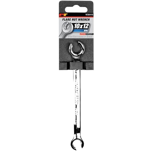 Performance Tool W30410 10 mm x 12 mm Metric Flare Nut Wrench | Automotive brake line wrench. Drop forged chrome alloy steel. 15-degree offset. Fully polished finish - size: 10mm x 12mm Flare Nut Wrench