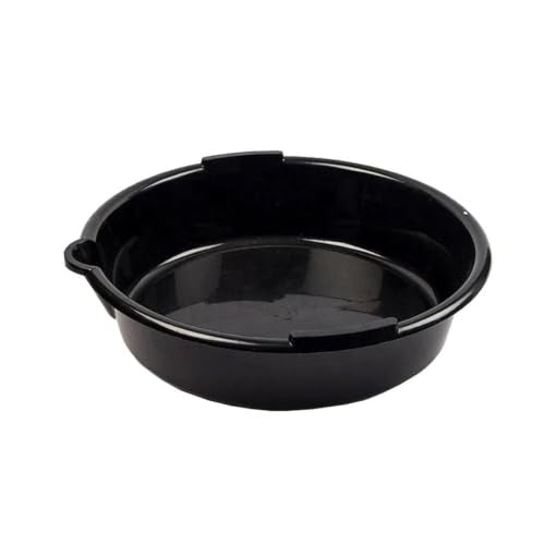 Oil Drain Pan with Spout Guide Lip, 6.9 Qt (6.5L) HDPE Motor Oil Drain Pan, 37cm Diameter Round Waste Fluid Collection Basin with Reinforced Base for Home Garage DIY Car Motorbike Service