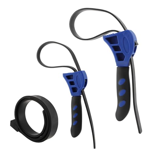 Adjustable Rubber Strap Wrench Set, 2pcs - Max Diameter 4" and 6", Adjustable Reinforced Rubber Belt Wrench for Jar Opener, Shower Head, Oil Filter, Water Filter, Plumbing, Sink(COLOR:Blue+Black)