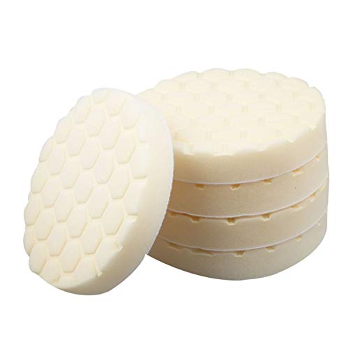 Jinchao-polishing Pads, Pack of 5Pcs Polishing Pad, Sponge Buff Polishing Pad Kits for Car Polisher, Dual Action Polishing Pad,Polishing (Color : White) - color: White