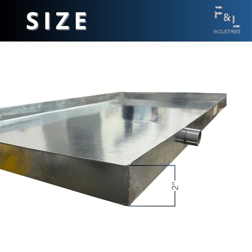 Heavy-Duty Galvanized Steel Drain Pan – Premium, Rust-Resistant HVAC Condensate Pan – Leak-Proof for Maximum Protection – With Hole Option (3/4)"PVC outlet drain. (26"x58"x2") - size: 26"x58"x2"