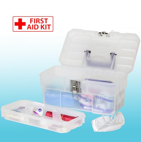 Akro-Mils 14-Inch Plastic Toolbox with Removable Tray, Steel Latch & Padlock Eye,Industrial-Grade Storage Box for Hobby Supplies, Crafts, and Tools, 14" x 8" x 8",Made in USA,Clear (09514) (Pack of 3) - size: 14-Inch x 8-Inch x 8-Inch (Pack of 3)