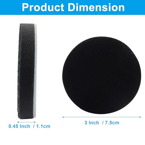 6 Pack 3 Inch Hook and Loop Foam Buffering Pad, Black | Soft Foam, Sponge Cushion Buffer, No Hole, Backing Pad for Sanding - size: 3 Inch