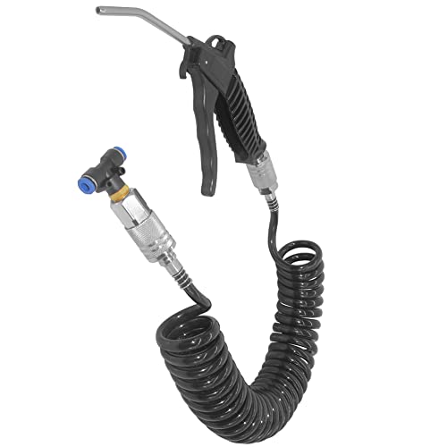 Beduan Air Blow Gun Kit with 16ft Long Pneumatic Pu Hose, Heavy Duty Air Duster Gun for Air Compressor(Black) - size: 1/4"-16ft Tube-PTC adaptor(Black)