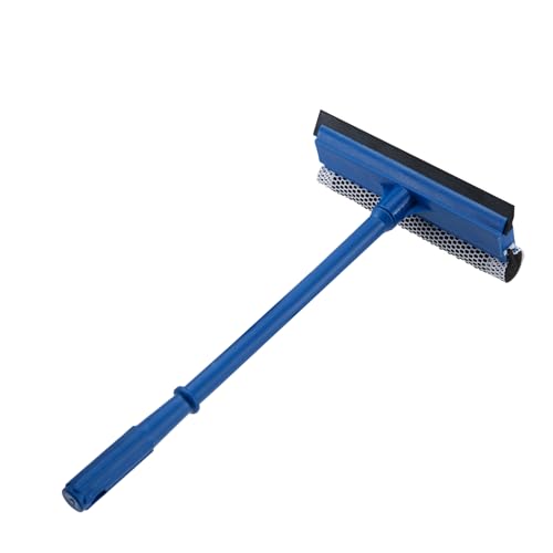 15.9" Window Squeegee for Car,2 in 1 Squeegee Window Cleaner with Long Stainless Steel Handle,Sponge Car Window Squeegee for Gas Station, Glass,Shower (Plastic Pole)