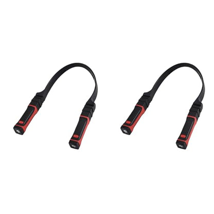 Okhugogo 2X Detachable Neck Light Rechargeable, LED Work Light with Magnetic Base, Hands Free Mechanic Light, Around Neck, Black&Red
