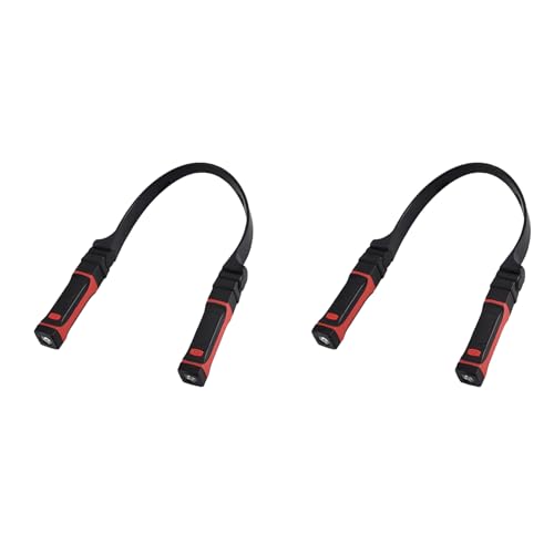 Okhugogo 2X Detachable Neck Light Rechargeable, LED Work Light with Magnetic Base, Hands Free Mechanic Light, Around Neck, Black&Red