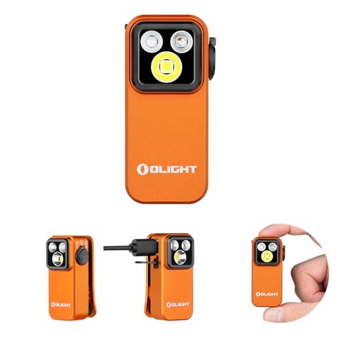 OLIGHT Oclip Pro S Pocket EDC Clip-on Flashlight, Orange | RGB, UV, 600 Lumens, USB-C Charging, Flash Modes, Magnetic Clip, Inspection, Signaling, Work, Outdoor Use - color: Orange
