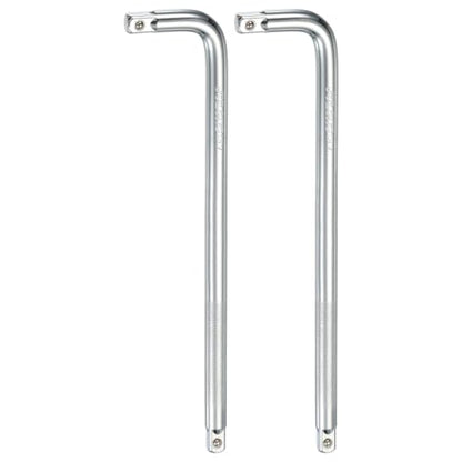 HARFINGTON 2 Pcs Socket Breaker Bar 1/2" Drive 16" Long 50BV30 Alloy Steel L-Shape Extension Bar Axle Nut Socket Wrench Hand Tool for Car Mechanical Equipment Repair, Silver - size: 1/2"x16"