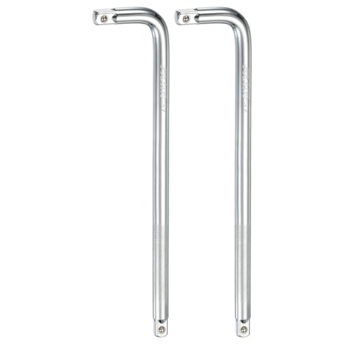 HARFINGTON 2 Pcs Socket Breaker Bar 1/2" Drive 16" Long 50BV30 Alloy Steel L-Shape Extension Bar Axle Nut Socket Wrench Hand Tool for Car Mechanical Equipment Repair, Silver - size: 1/2"x16"