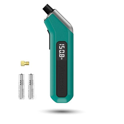 ETENWOLF T300 Plus Tire Pressure Gauge 3-200 PSI with Presta Valve Adaptor | Replaceable AAA Batteries, ANSI B40.7 Grade 2A (±0.5%) Accuracy, Digital Tire Gauge with Bright LED Display, Dark Cyan - color: dark cyan