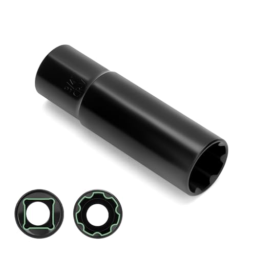 7 Spline Lug Nuts Key Socket, 1/2 Inch Drive Impact Square Tool - Quickly Remove M14x1.5, M14x2.0 and 9/16 Wheel Lug Nuts | 1 Pc (Black) - size: 7 Spline Socket