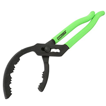 OEMTOOLS 25324 14” Oil Filter Wrench Pliers, 2 2/5" To 5" Adjustable Oil Filter Pliers, Heavy Duty Steel Oil Filter Gripper, 20 Degree Jaws, Green And Black | Adjustable Oil Filter Pliers, Heavy Duty Steel Oil Filter Gripper, 20 Degree Jaws, Comfort Grip