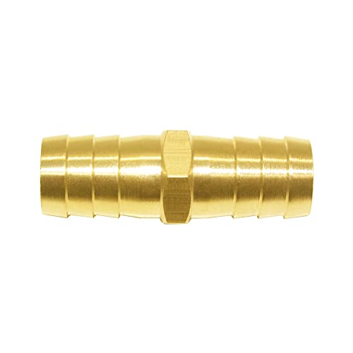 Joywayus 5/8" ID Hose Barb Hex Union Brass Fitting Water/Fuel/Air with 10 Stainless Steel Clamps (Pack of 5) - size: 5/8", style: 5PCS