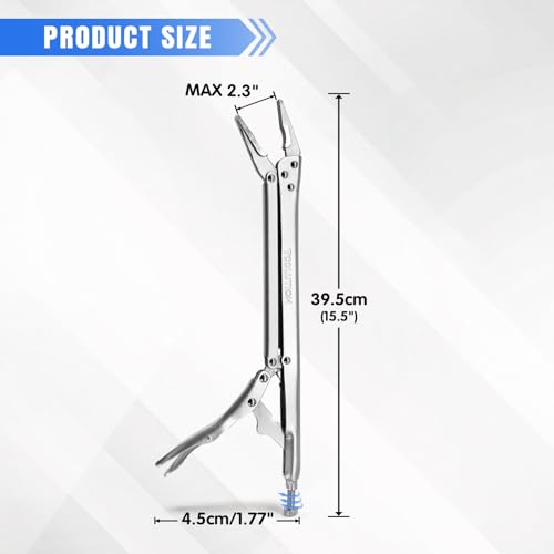 15" Long Reach Locking Pliers Needle Nose Vice Grips | Extra Long Nose Narrow Spaces Fast Release Design Automotive, Welding, Home Repair Straight Head - color: Straight
