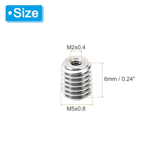 PATIKIL Thread Adapters Sleeve Reducing Nut, 10 Pcs M5x0.8 Male to M2x0.4 Female Repairing Insert Nut Screw Reducer Stainless Steel Fastener 6mm - size: M2xM5x6mm