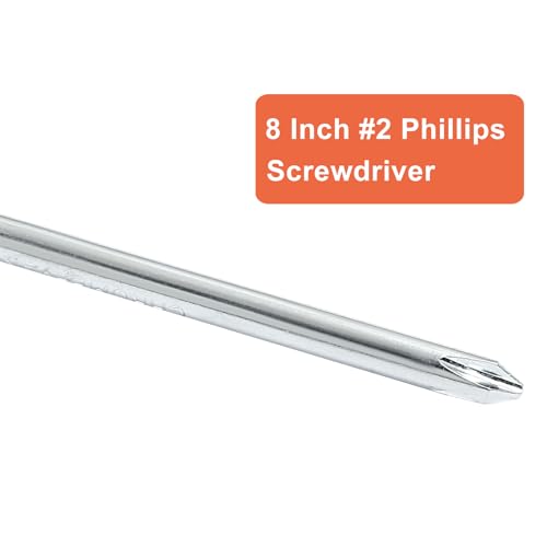 Piutouyar 8 Inch Phillips Screwdriver, #2 Magnetic Tip Screwdrivers | Extra Long Chrome-vanadium Steel Shaft , Cross Head Screwdriver, Long Screwdriver for Repair Home Improvement - size: 8 Inch #2