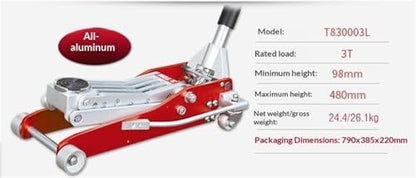 Lift Jack, 3 Ton Floor Jack All Aluminum Lightweight Quick Lift Racing Slim Car