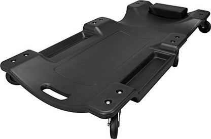 Torin ATRP6240B Blow Molded Plastic Rolling Garage/Shop Creeper: 40" Mechanic Cart with Padded Headrest, Dual Tool Trays and 6 Casters, Black - style: Plastic 40" creeper