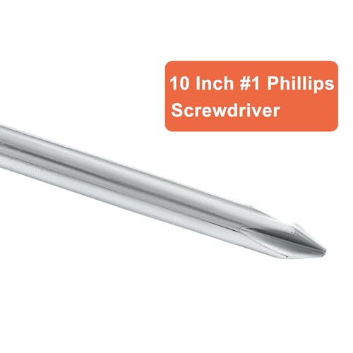 Piutouyar 10 Inch Phillips Screwdriver, #1 Magnetic Tip Screwdrivers | Extra Long Chrome-vanadium Steel Shaft , Cross Head Screwdriver, Long Screwdriver for Repair Home Improvement - size: 10 Inch #1