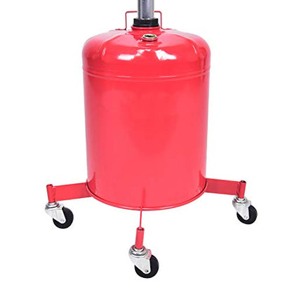 5 Gallon Oil Drian Portable Steel Oil Drain, Waste Oil Drain with Wheel, Adjustable Height, Red (AODT-5)